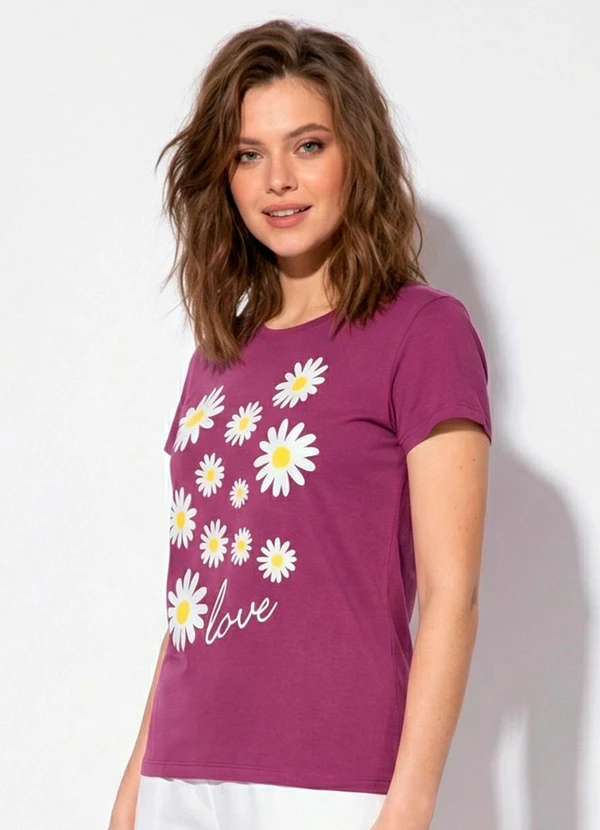 Blusa Roxa com Estampa Frontal Moda Pop