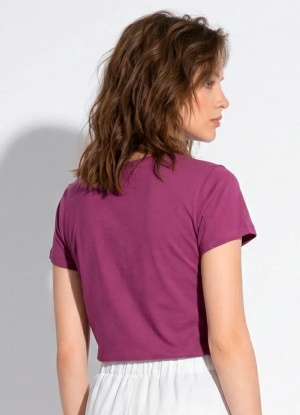 Moda Pop - Blusa Roxa com Estampa Frontal 2