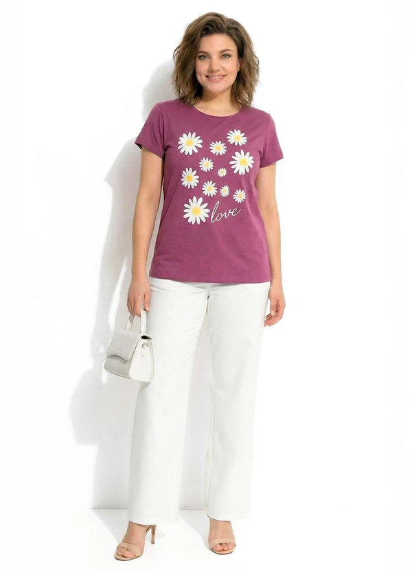 Moda Pop - Blusa Roxa com Estampa Frontal 4