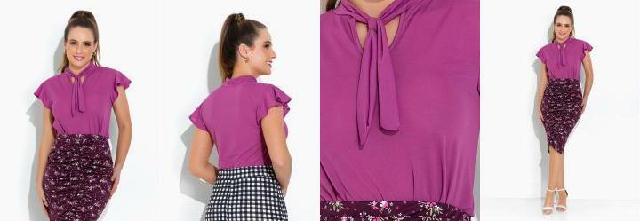 Blusa Roxa com Gola Lao