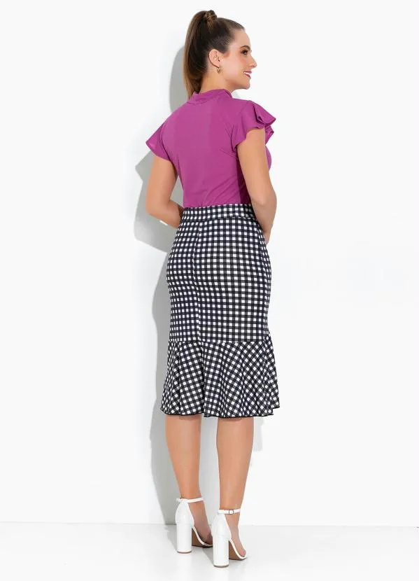 Rosalie - Blusa Roxa com Gola Laço 7