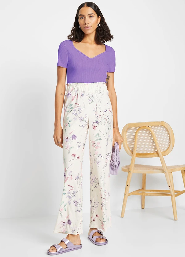 bonprix - Blusa Roxa em  Ribana Canelado 3