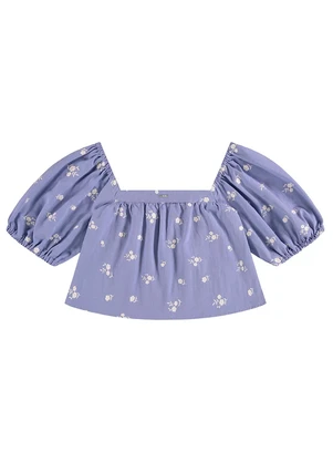 Enfim - Blusa Roxo Ampla Floral Bordada - ENFIM