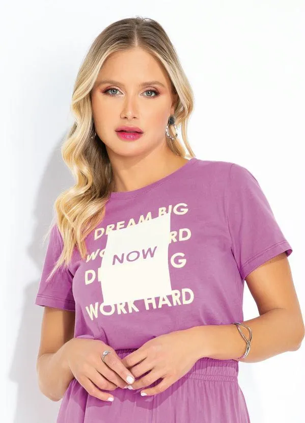 Rovitex - Blusa Roxo Estampada Rovitex