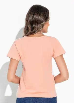 Rosalie - Blusa Salmão com Estampa Frontal - ROSALIE