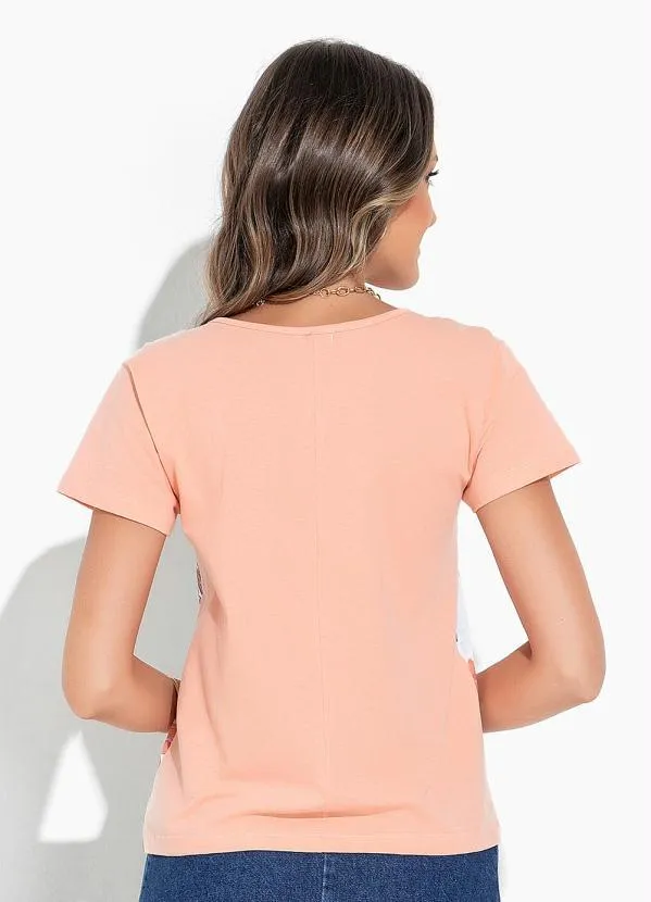 Rosalie - Blusa Salmão com Estampa Frontal 2