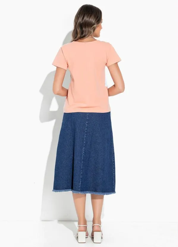 Rosalie - Blusa Salmão com Estampa Frontal 4