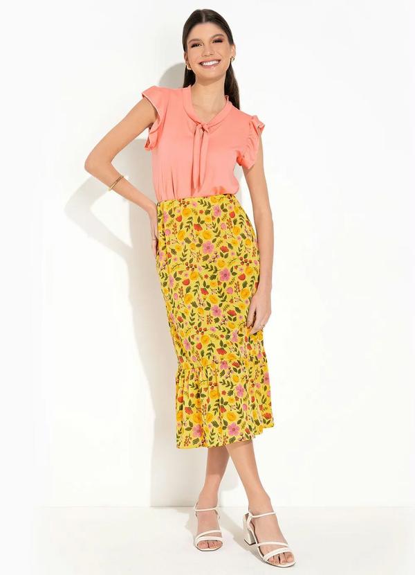 Rosalie - Blusa Salmão com Gola Laço Moda Evangélica 4