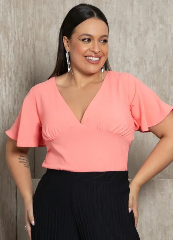 Blusa Ropa De MuÃ±ecas Grandes Quintess Blusa Salmão Com Recorte