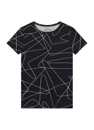 Malwee - Blusa Slim Abstrata em Viscose Azul Marinho - MALWEE