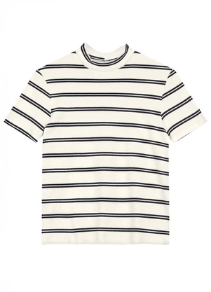 Malwee - Blusa Slim Canelada Listrada Branco - MALWEE