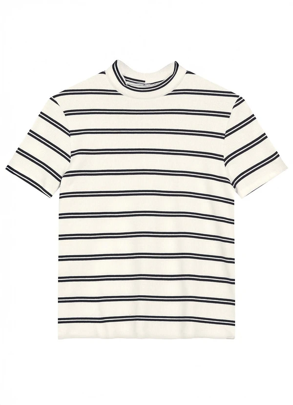 Malwee - Blusa Slim Canelada Listrada Branco