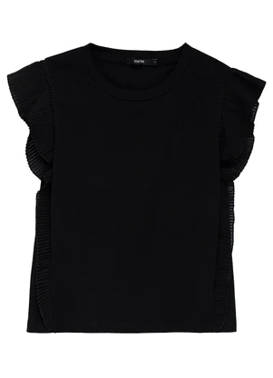 Enfim - Blusa Slim com Plissado Preto - ENFIM
