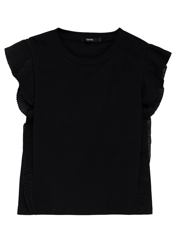 Enfim - Blusa Slim com Plissado Preto