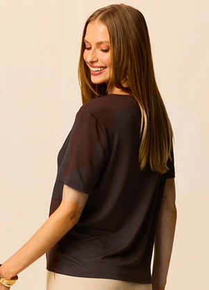 Malwee - Blusa Slim em Moletinho Café - MALWEE
