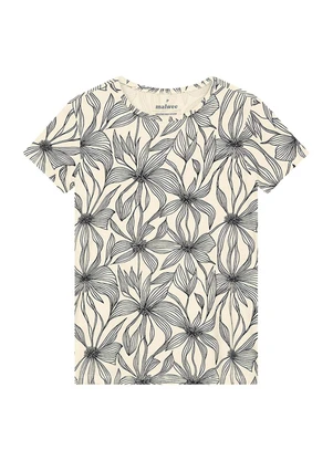 Malwee - Blusa Slim Floral em Viscose Off White - MALWEE
