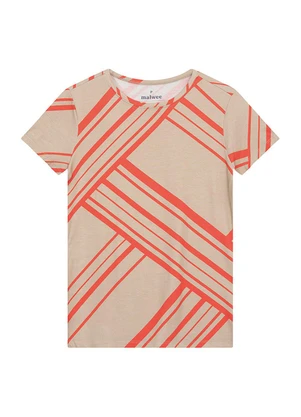 Malwee - Blusa Slim Geométrica em Viscose Bege - MALWEE