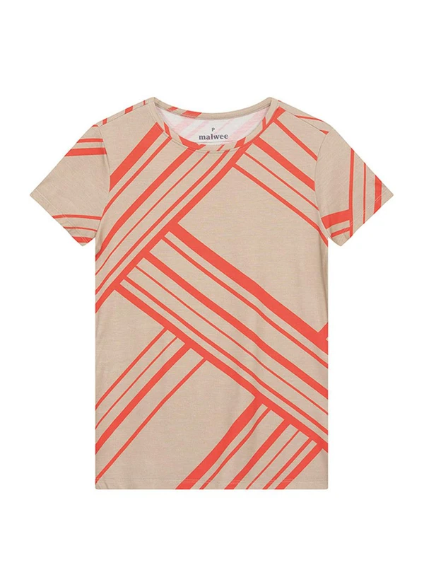 Malwee - Blusa Slim Geométrica em Viscose Bege