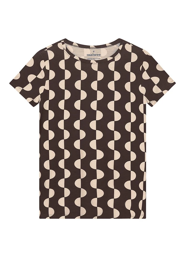 Malwee - Blusa Slim Geométrica em Viscose Marrom