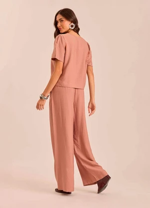 Doce Trama - Blusa Soft Garden em Viscoflow Marrom - DOCE TRAMA