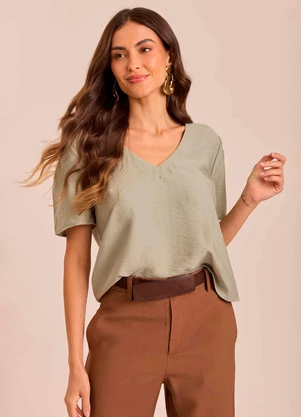 Doce Trama - Blusa Soft Garden em Viscoflow Verde - DOCE TRAMA