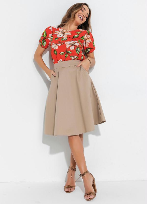 Outlet - Blusa Soltinha Floral Laranja Moda Evangélica 2