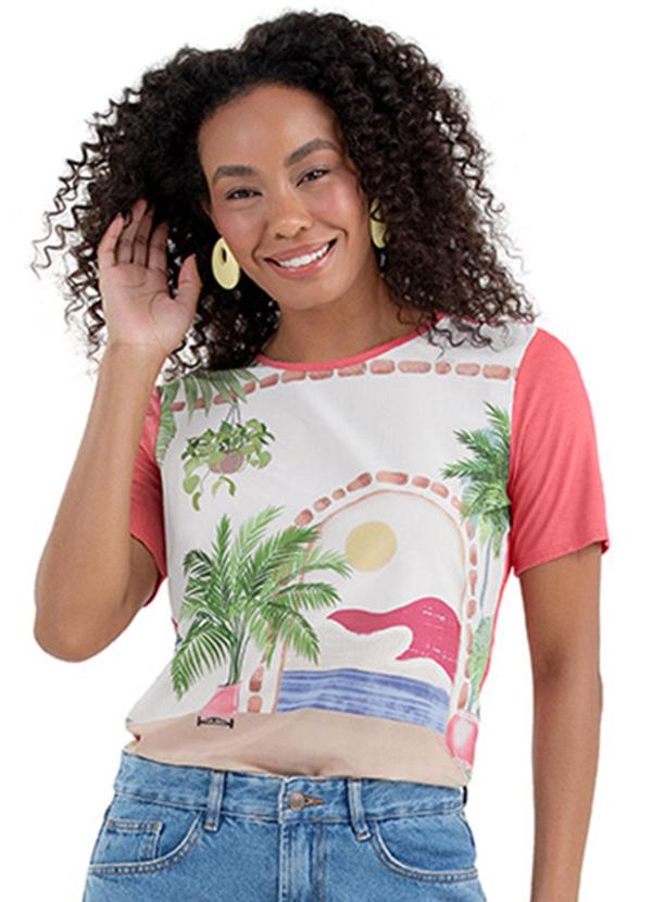 Rezzato - Blusa Summer Landscape Adulto Feminino Rosa