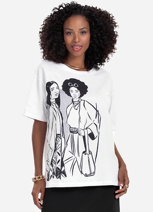 Rovitex - Blusa T- Shirt com Estampa Metalizada Branco - ROVITEX