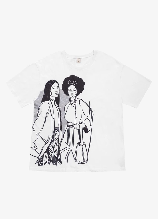 Rovitex - Blusa T- Shirt com Estampa Metalizada Branco 2