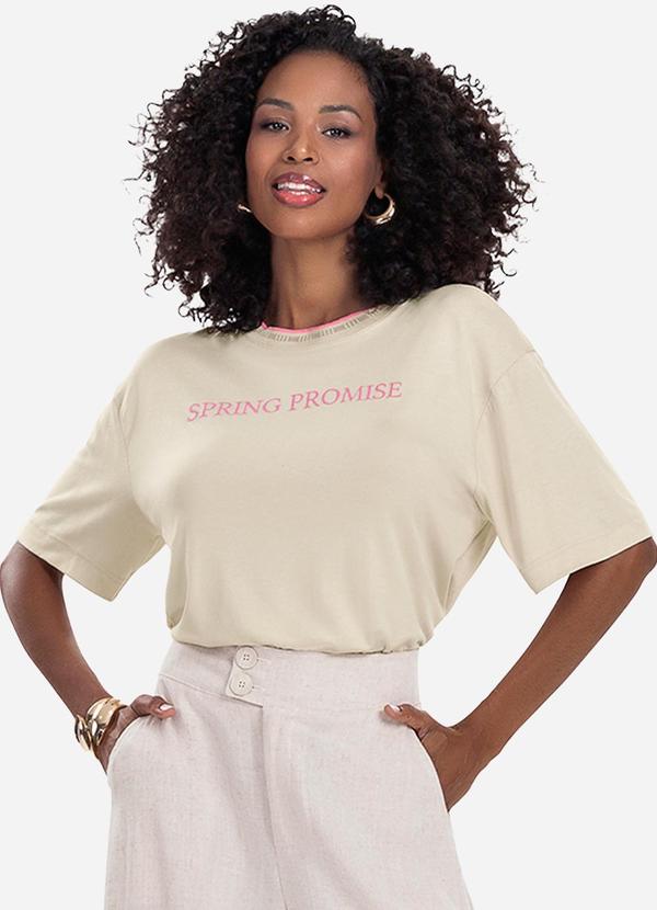 Rovitex - Blusa T-Shirt Feminina Bege