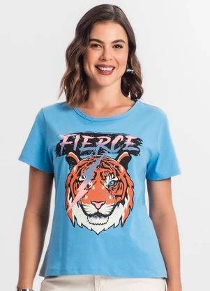Select - Blusa T-Shirt Feminina Estampada Azul - SELECT