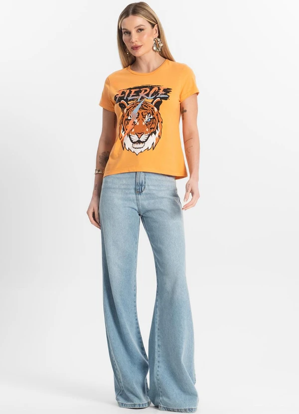 Select - Blusa T-Shirt Feminina Estampada Laranja 3