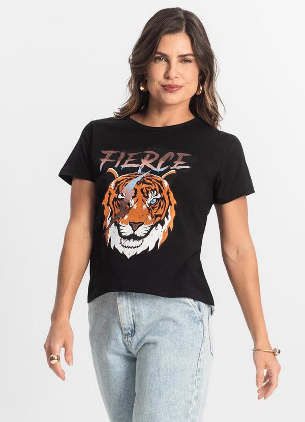 Select - Blusa T-Shirt Feminina Estampada Preto 4