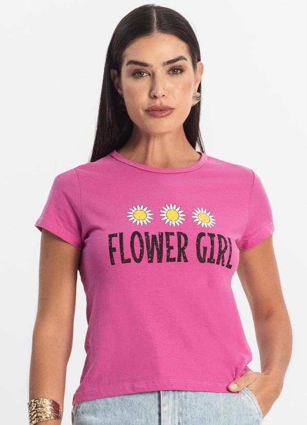 Select - Blusa T-Shirt Feminina Estampada Rosa