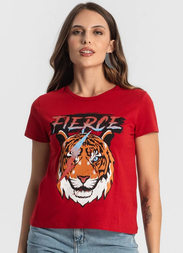 Select - Blusa T-Shirt Feminina Estampada Vermelho
