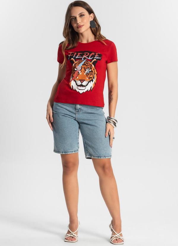 Select - Blusa T-Shirt Feminina Estampada Vermelho 3