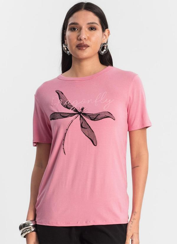 Rovitex - Blusa T-Shirt Feminina Libélula Rosa 4