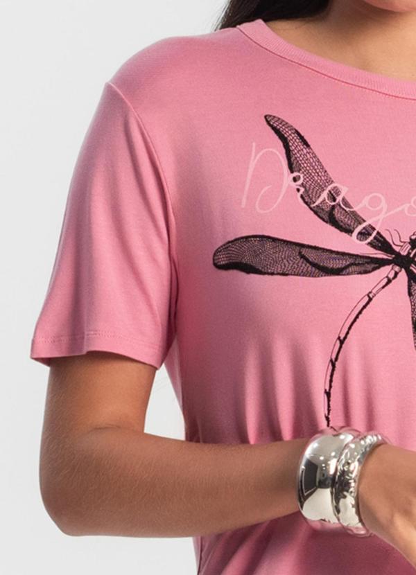 Rovitex - Blusa T-Shirt Feminina Libélula Rosa 5
