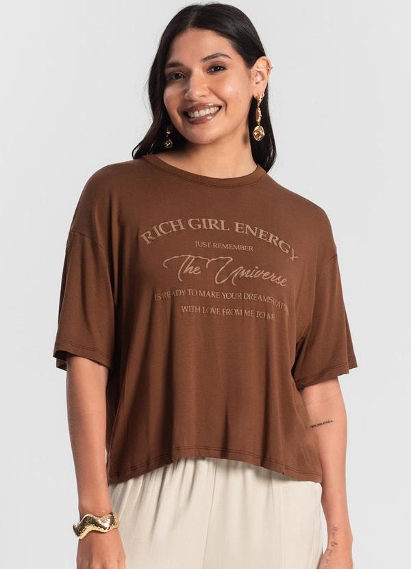 Rovitex - Blusa T- Shirt Feminina Marrom