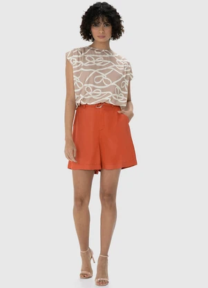 Enfim - Blusa Taupe Box Abstrata - ENFIM