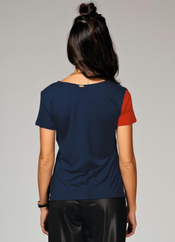 Quintess - Blusa Telha e Marinho com Recorte Frontal 3