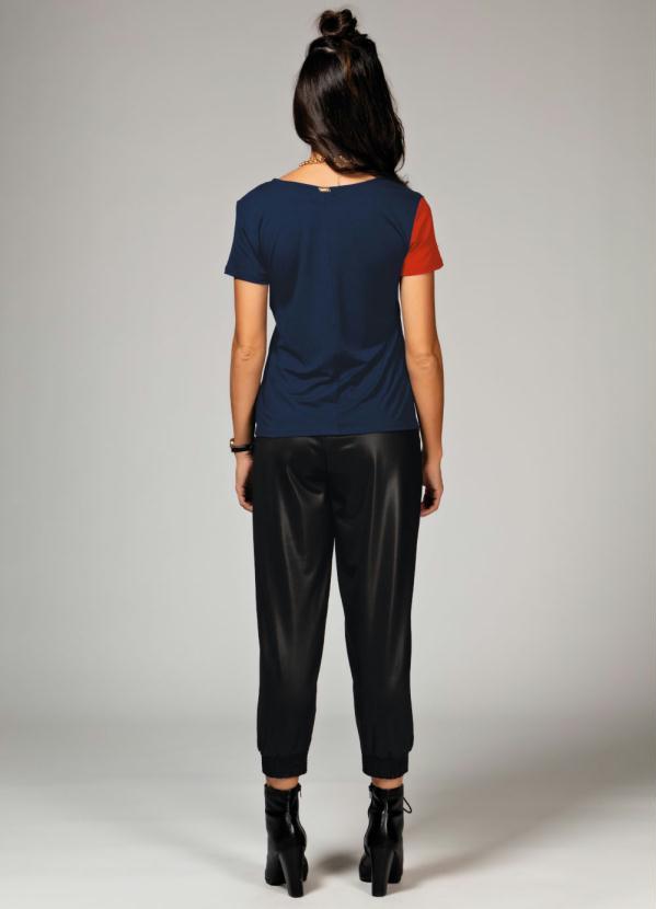 Quintess - Blusa Telha e Marinho com Recorte Frontal 5