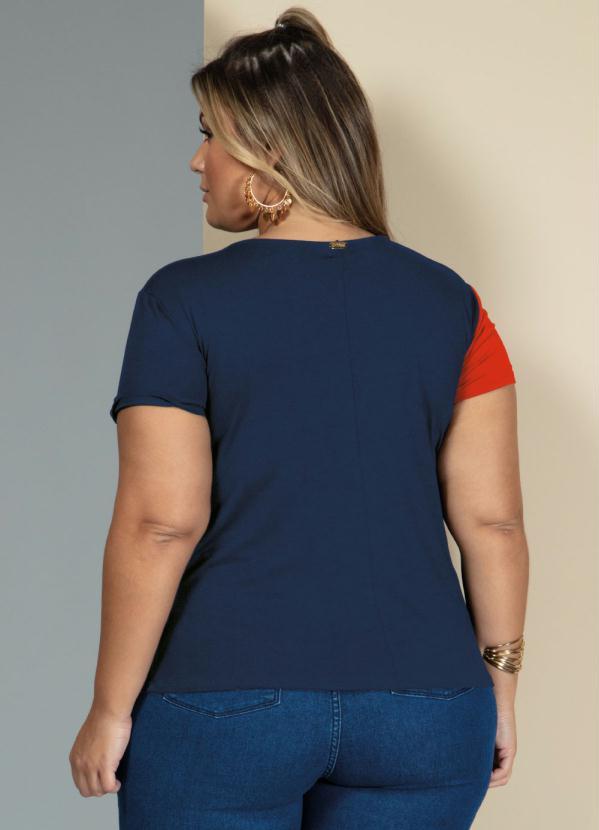 Quintess - Blusa Telha e Marinho com Recorte Frontal 7