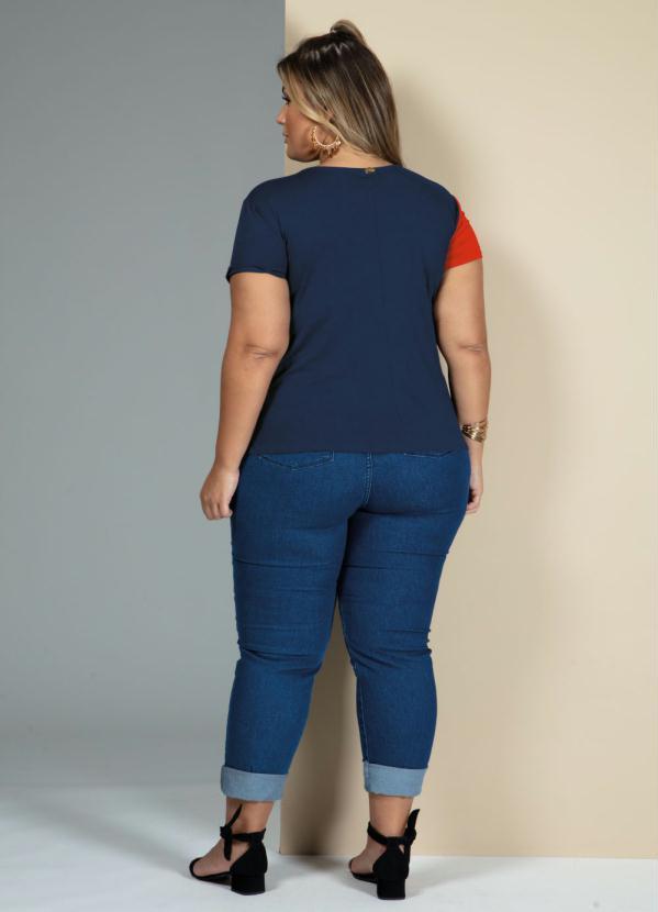 Quintess - Blusa Telha e Marinho com Recorte Frontal 9