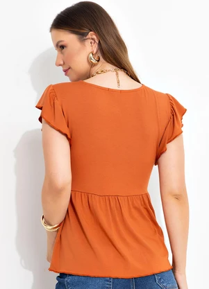 Quintess - Blusa Terracota em Malha de Viscose com Elastano - QUINTESS