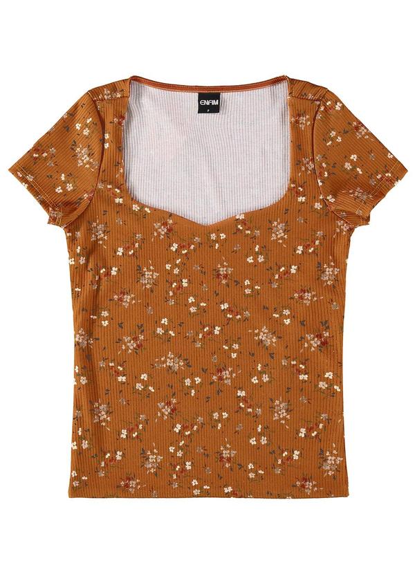 Enfim - Blusa Terracota Justa Liberty Canelada