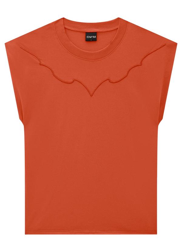 Enfim - Blusa Terracota Muscle Tee com Bordado