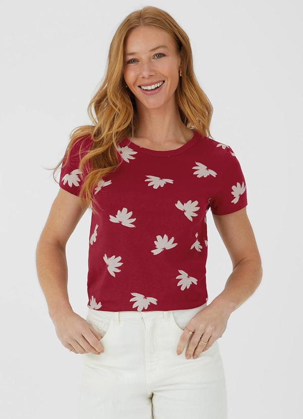 Malwee - Blusa Tradicional Floral Vermelho
