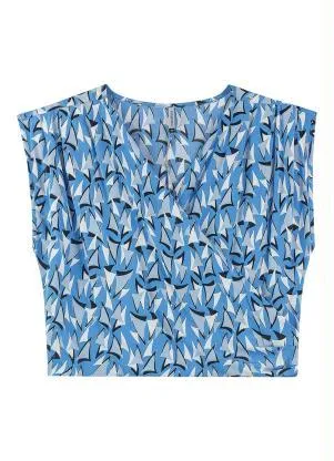 Marialícia - Blusa Transpassada Azul - MARIALÍCIA