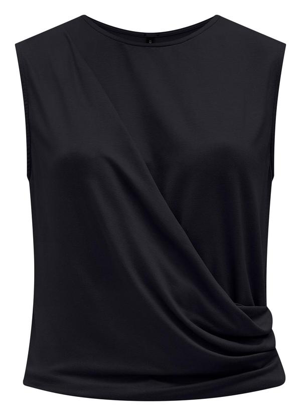 Lunender - Blusa Transpassada em Malha de Viscose Preto